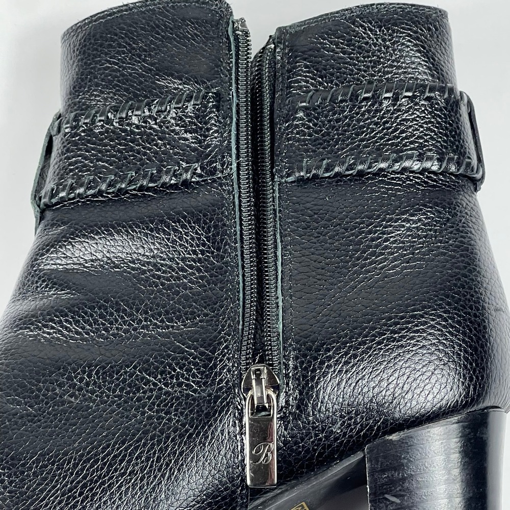 Brighton Rylee Ankle Boots Leather Silver Concho Square Toe Black Womens 7 M - Picture 10 of 11